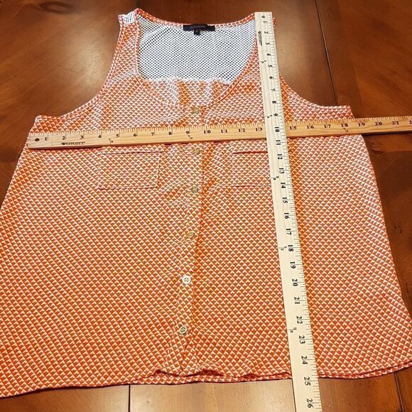 Lulumari Size M Orange and White Flowy Tank Top - Picture 6 of 8